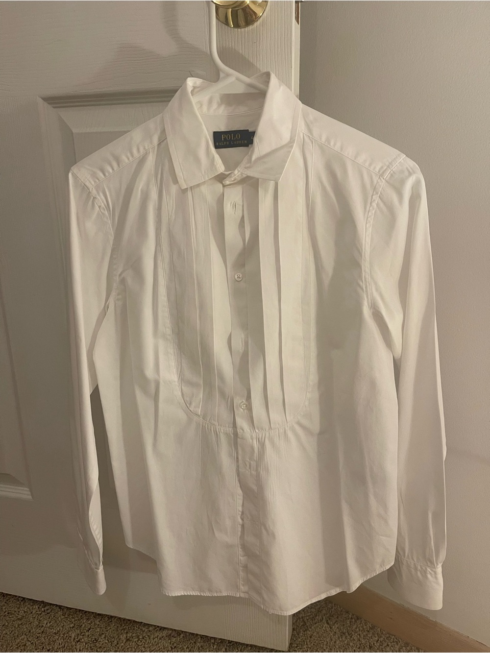 Ralph Lauren White Pleated Bib Button-Front Shirt